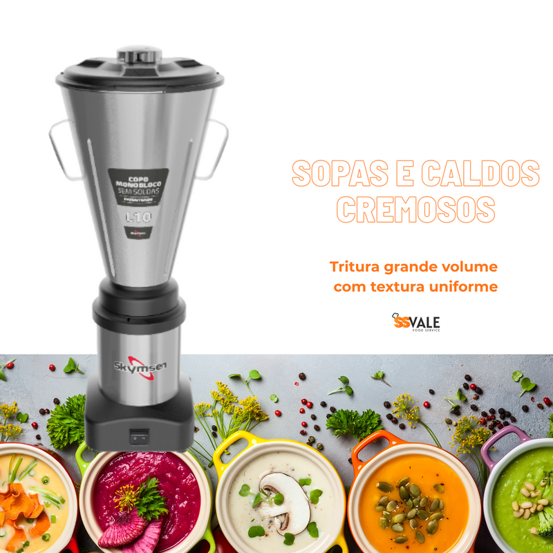 Liquidificador Comercial L8 Inox Baixa Rotação 8 Litros - Skymsen