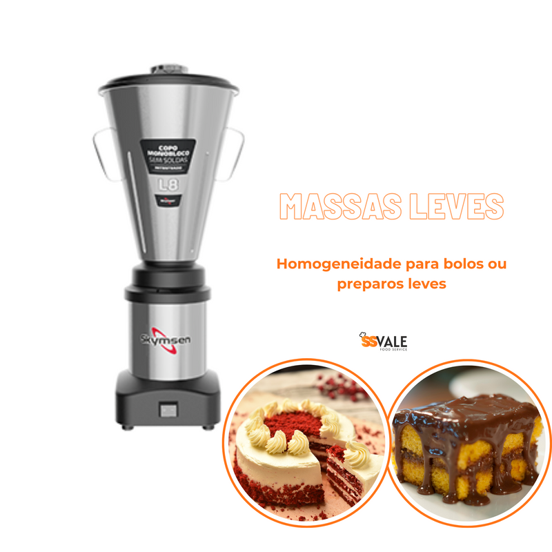 Liquidificador Comercial L8 Inox Baixa Rotação 8 Litros - Skymsen
