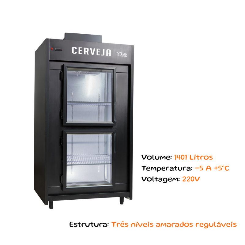 Mini Câmara Cervejeira 1,10M 2P Vidro 220V - Polar