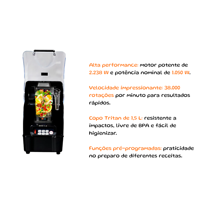 Liquidificador Blender Profissional – 1,5 Litros com Abafador de Ruídos - Skymsen
