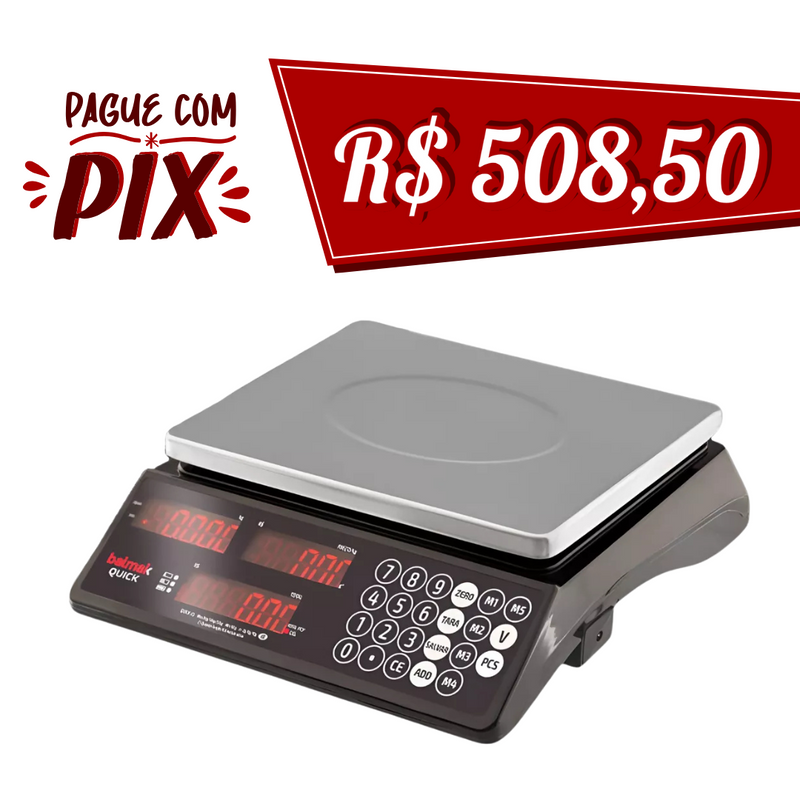Balança 3 em 1- Contadora de Peças, Computadora de Preços e Pesadora 33Kg QUICK - Balmak