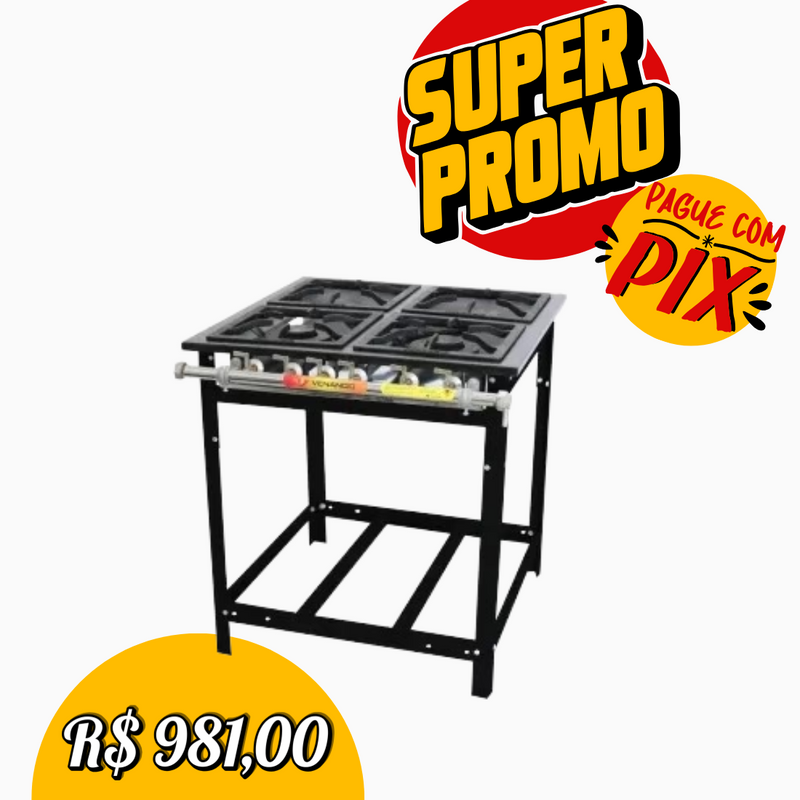 Fogão extra 04 bocas 30x30 Perfil 7 - Venâncio