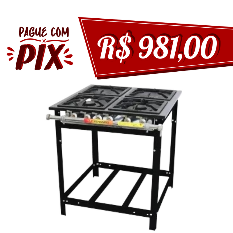Fogão extra 04 bocas 30x30 Perfil 7 - Venâncio