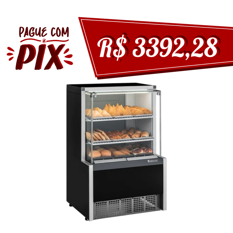 Vitrine Estufa com Bandejas 220v 0,75m Vidro Reto Gelopar