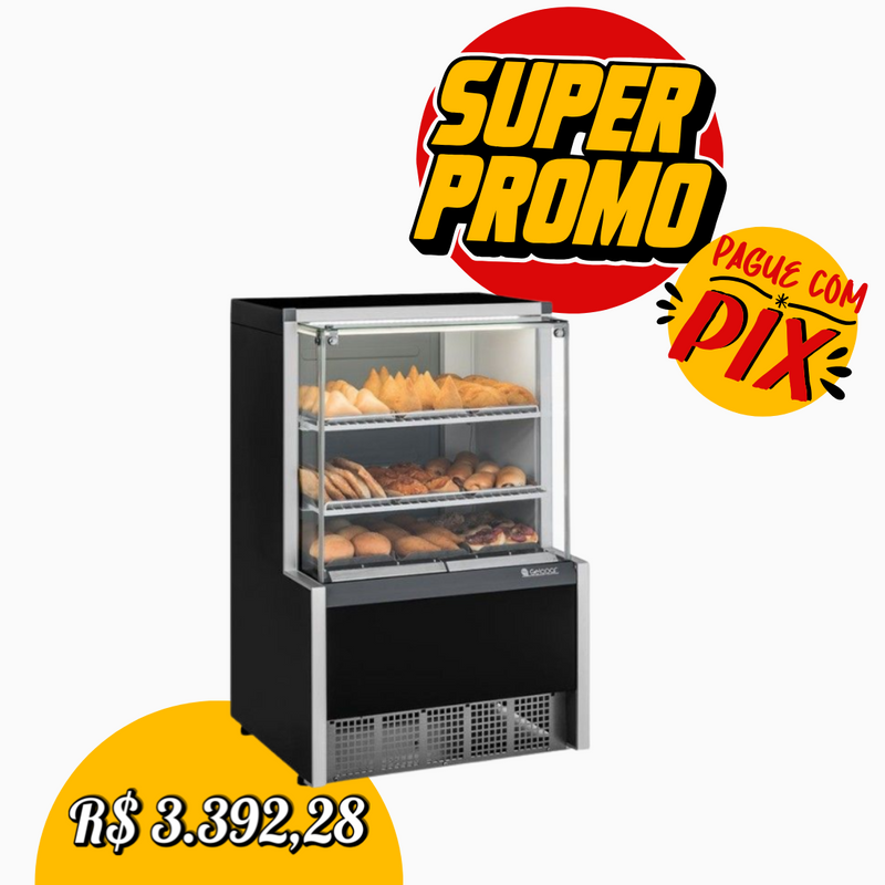 Vitrine Estufa com Bandejas 220v 0,75m Vidro Reto Gelopar