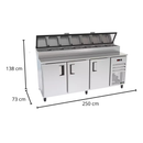 Balcão de Serviço Refrigerado Standard 2,5m Externo e Interno Inox com Condimentadora Sobreposta Venâncio