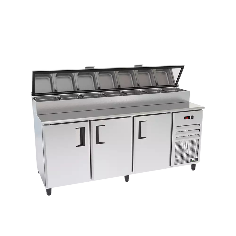 Balcão de Serviço Refrigerado Standard 2,5m Externo e Interno Inox com Condimentadora Sobreposta Venâncio