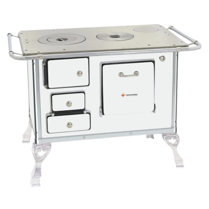 Fogão a Lenha Nº01 Tradicional Branco Saída Direita com Porta Simples Sem Tampa Venâncio