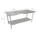 Mesa Inox 190x70x90 com Prateleira Lisa inferior - Fritomaq