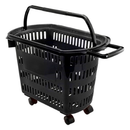 Kit com 4 Cestas Preta com Roda Para Supermercado - Plasticomm