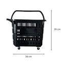 Kit com 4 Cestas Preta com Roda Para Supermercado - Plasticomm