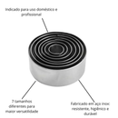 Jogo Cortador Redondo Liso Inox Com 7 Peças