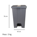 Lixeira Quadrada 60L com Pedal Cinza - JSN