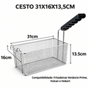 Cesto para Fritura Industrial Inox Cabo 31x16x13,5cm Venâncio