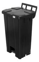 Lixeira 100L Preta com Pedal e Rodas - JSN