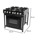 Fogão Bravo 4 Bocas Forno Preto GLP Venâncio