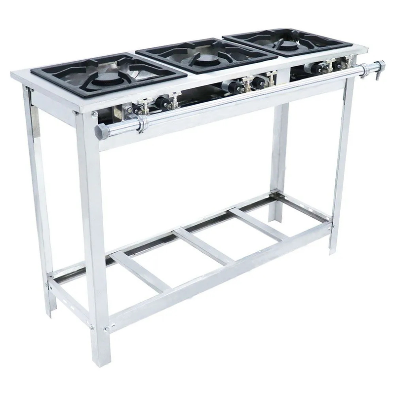 Fogão à Gás Inox 40 3 Bocas com 3 Bocas Duplas com pé Venâncio