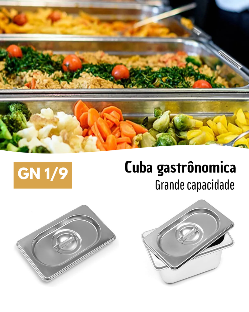 Tampa para Cuba Gastronômica 1/9 Buffet em Aço Inox