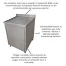 Gabinete Inox Fechado Seco com Espelho e Prateleira Inferior Lisa Fritomaq