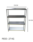 ESTANTE INOX 430 150X40X165 COM 4 PLANOS LISA