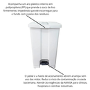 Lixeira Quadrada Branca 60L com Pedal JSN