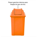Lixeira Quadrada 60 Litros com Tampa Vai-Vem Laranja JSN