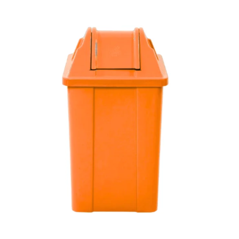 Lixeira Quadrada 60 Litros com Tampa Vai-Vem Laranja JSN