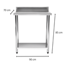 Mesa Inox 430 900x600x850mm com Espelho e Prateleira inferior Lisa Promaq