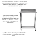 Mesa Inox 430 900x600x850mm com Espelho e Prateleira inferior Lisa Promaq