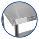 Mesa Inox 120x70x90cm com Prateleira Lisa inferior - Fritomaq