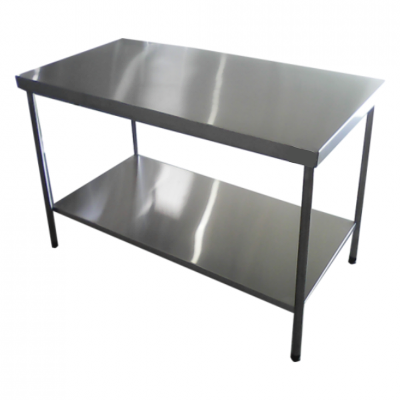 Mesa Inox 120x70x90cm com Prateleira Lisa inferior - Fritomaq