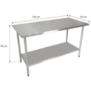 Mesa Inox 150x70x90 Com Prateleira Lisa Inferior Fritomaq