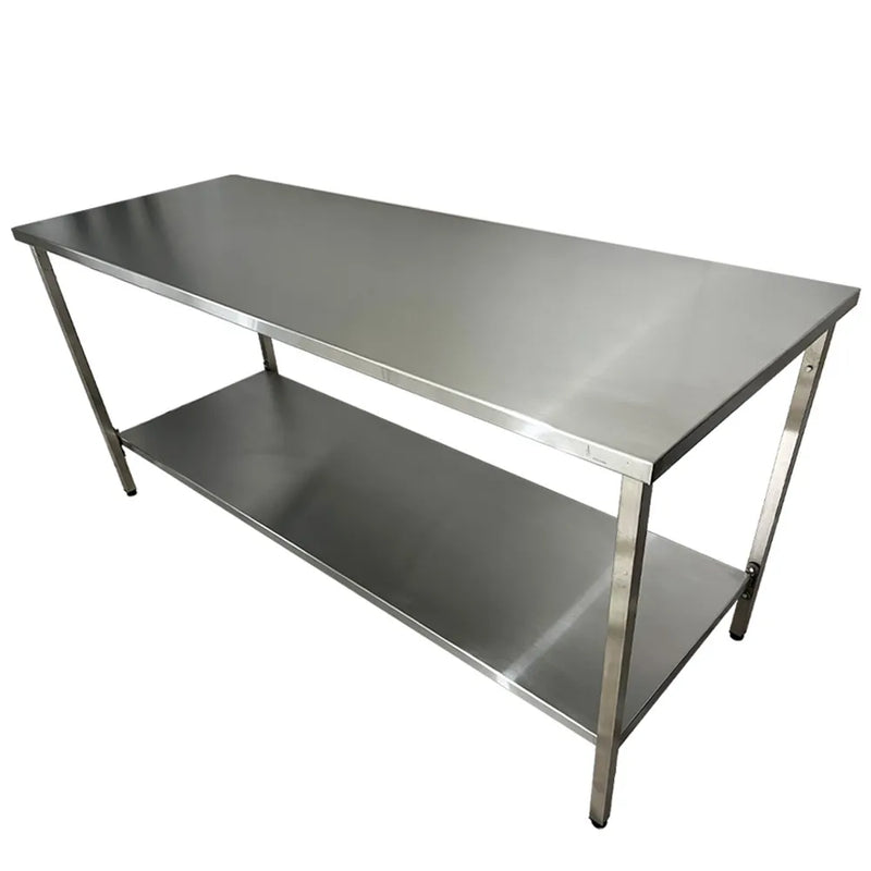 Mesa Inox 150x70x90 Com Prateleira Lisa Inferior Fritomaq