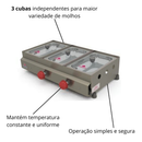 Molheira de Mesa 03 cubas a gás Progás