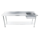 Pia Aço Inox 304 120x70x85 cuba lado direito e prateleira inferior Promaq
