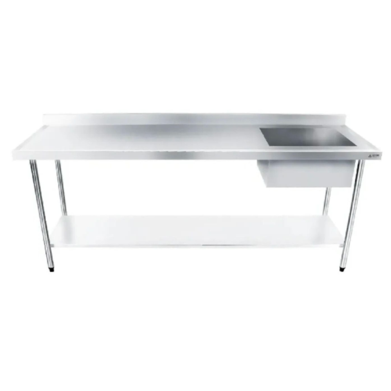 Pia Aço Inox 304 120x70x85 cuba lado direito e prateleira inferior Promaq