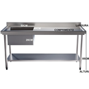 Pia Aço Inox 304 150x70x85 Com Cuba Lado Esquerdo E Prateleira Inferior Lisa Promaq