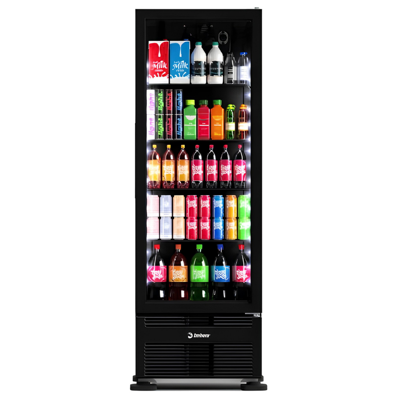 Refrigerador Vertical 393 Litros Porta de Vidro Full Black Bivolt Inverter Imbera