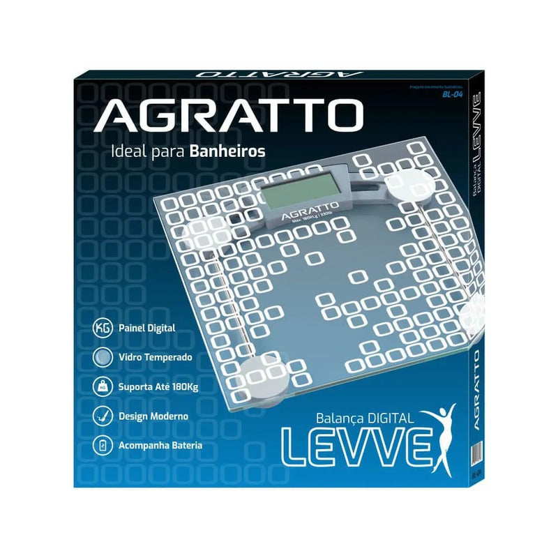 Balança Agratto Levve Vidro Capacidade 180kg BL04