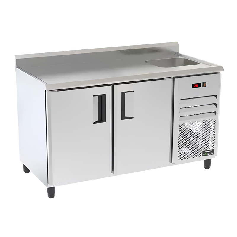 Balcão de Serviço Refrigerado Prime 1,5m Interno Galvanizado e Externo Inox Venâncio