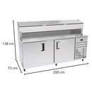Balcão de Serviço 2 metros Refrigerado INT/EXT Inox Com Condimentador Venâncio