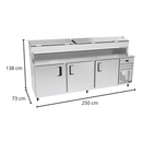 Balcão de Serviço Refrigerado Standard 2,5m Externo e Interno Inox com Condimentadora Sobreposta Venâncio