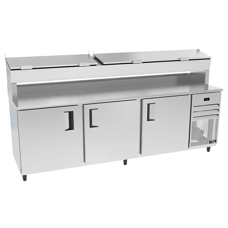 Balcão de Serviço Refrigerado Standard 2,5m Externo e Interno Inox com Condimentadora Sobreposta Venâncio