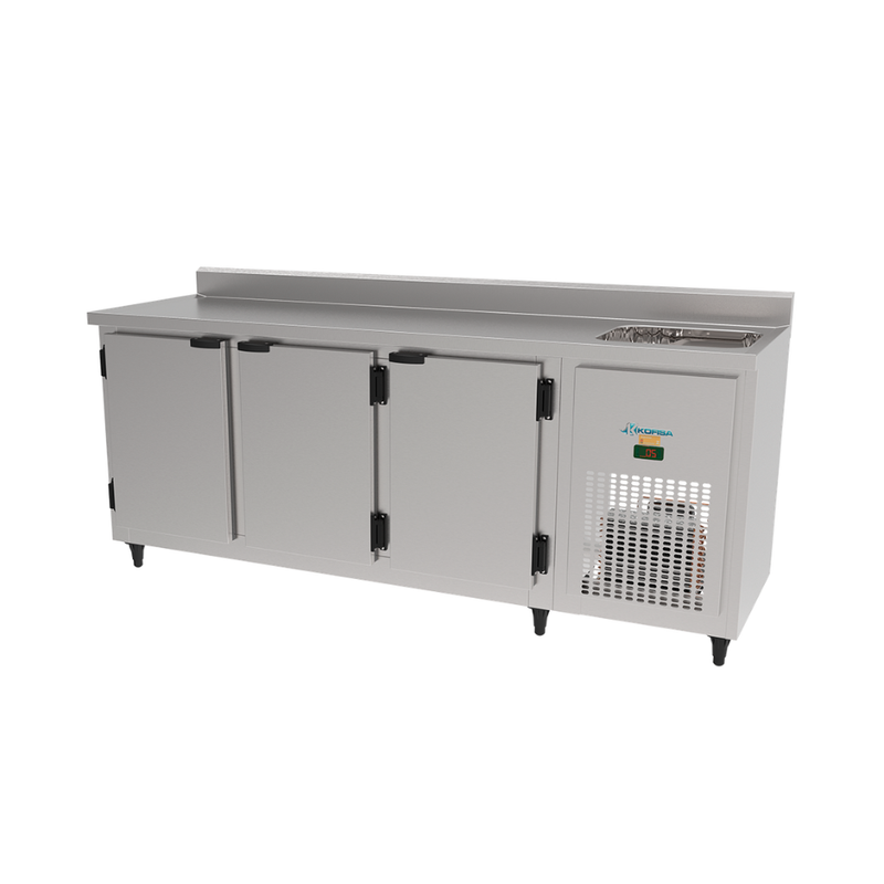 Balcão de Serviço Refrigerado Inox Interno e Externo com Cuba Direita Kofisa
