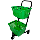 Carro de compra 2 cesto verde claro Plasticomm
