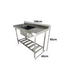 Pia Industrial de Aço Inox 100×60×85 cm com Cuba Centralizada - Promaq