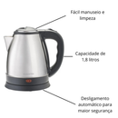 Chaleira Elétrica Agratto Inox 1,8L 220V