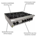 Fogão de Bancada Inox 6 Bocas Prime Venâncio