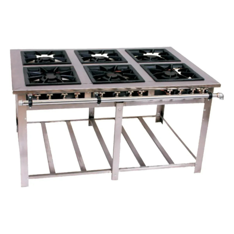 Fogão Industrial 6 Bocas 40X40 Baixa Pressão Maxi Inox Mi6 Venâncio