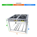 Fogão Maxi Inox Linha 4 Queimadores Espera Forno GLP Venâncio